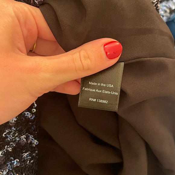 Dress the Population Long Sleeve Dress Blue / Silver - Picture 6 of 8